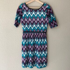kc parker Zig Zag Lace Dress Teal and Purple Size 16